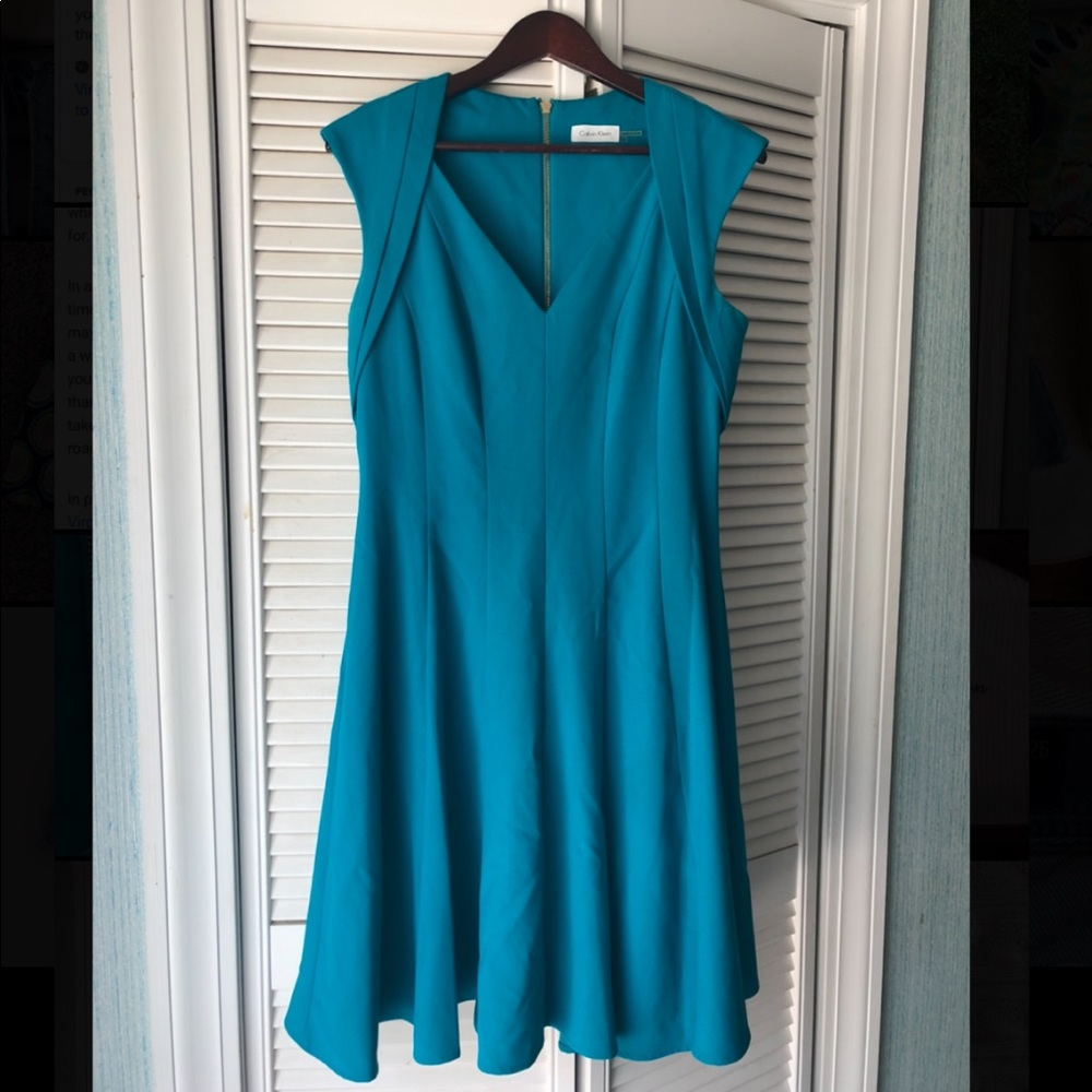 Calvin Klein Cap Sleeve V-Neck Dress